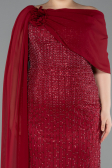 Long Burgundy Beaded Plus Size Evening Dress ABU5819