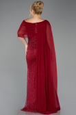 Long Burgundy Beaded Plus Size Evening Dress ABU5819