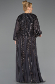 Long Anthracite Scaly Formal Plus Size Dress ABU5857