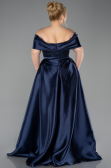 Long Navy Blue Beaded Formal Plus Size Dress ABU5742