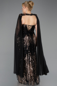 Long Black Scaly Plus Size Evening Gown ABU5830