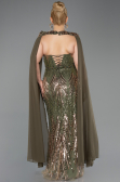 Long Olive Drab Scaly Plus Size Evening Gown ABU5830