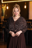 Long Brown Chiffon Formal Plus Size Dress ABU5859