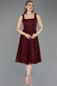 Midi Burgundy Dantelle Party Dress ABK2549