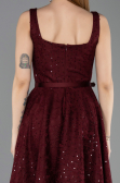 Midi Burgundy Dantelle Party Dress ABK2549