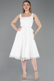 Midi White Dantelle Party Dress ABK2549