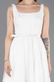 Midi White Dantelle Party Dress ABK2549