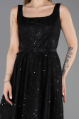 Midi Black Dantelle Party Dress ABK2549