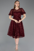 Midi Burgundy Dantelle Cocktail Dress ABK2550