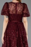 Midi Burgundy Dantelle Cocktail Dress ABK2550