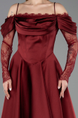 Midi Burgundy Satin Cocktail Dress ABK2552