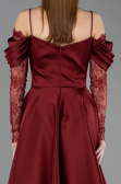 Midi Burgundy Satin Cocktail Dress ABK2552
