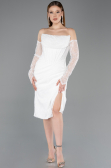 Midi White Dantelle Cocktail Dress ABK2558