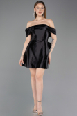 Mini Black Satin Cocktail Dress ABK2562