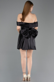 Mini Black Satin Cocktail Dress ABK2562