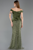 Olive Drab Long Beaded Evening Dress ABU5616