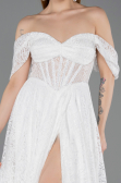 Long White Dantelle Evening Dress ABU5867