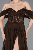 Long Brown Dantelle Evening Dress ABU5867