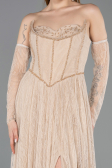 Long Beige Dantelle Evening Dress ABU5887