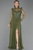 Long Olive Drab Dantelle Evening Dress ABU5887