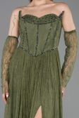 Long Olive Drab Dantelle Evening Dress ABU5887