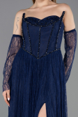 Long Navy Blue Dantelle Evening Dress ABU5887