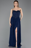 Long Navy Blue Dantelle Evening Dress ABU5887