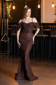 Long Brown Dantelle Mermaid Evening Gown ABU5822