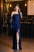 Navy Blue Long Dantelle Evening Dress ABU5603