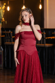 Long Burgundy Dantelle Evening Dress ABU5799