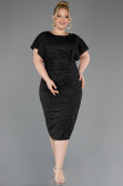 Midi Black-Silver Plus Size Evening Gown ABK2535