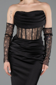 Long Black Satin Mermaid Evening Gown ABU5888