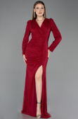 Burgundy Long Dantelle Evening Dress ABU5720