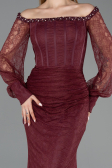 Long Burgundy Dantelle Mermaid Prom Dress ABU5890