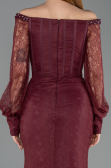 Long Burgundy Dantelle Mermaid Prom Dress ABU5890
