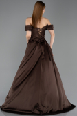 Long Brown Satin Evening Gown ABU5891