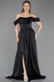 Long Black Satin Evening Gown ABU5891