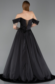 Long Black Satin Evening Gown ABU5891