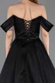 Long Black Satin Evening Gown ABU5891