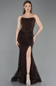 Long Brown Dantelle Evening Dress ABU5892