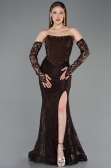 Long Brown Dantelle Evening Dress ABU5892