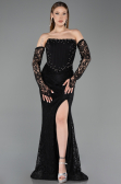 Long Black Dantelle Evening Dress ABU5892