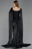 Long Black Chiffon Evening Dress ABU5868