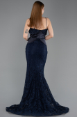 Long Navy Blue Laced Mermaid Evening Gown ABU5869