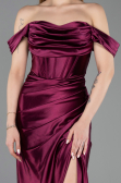Cherry Colored Long Evening Dress ABU3611