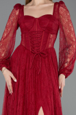 Burgundy Long Dantelle Evening Dress ABU5797