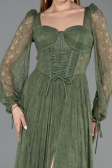 Olive Drab Long Dantelle Evening Dress ABU5797