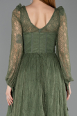 Olive Drab Long Dantelle Evening Dress ABU5797