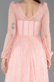 Salmon Long Dantelle Evening Dress ABU5797