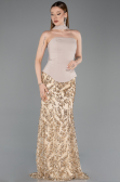 Long Beige Scaly Mermaid Prom Dress ABU5896